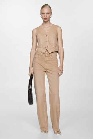 Gilet jean coutures - Beige