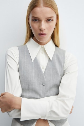 Gilet de costume à fines rayures - Gris chiné