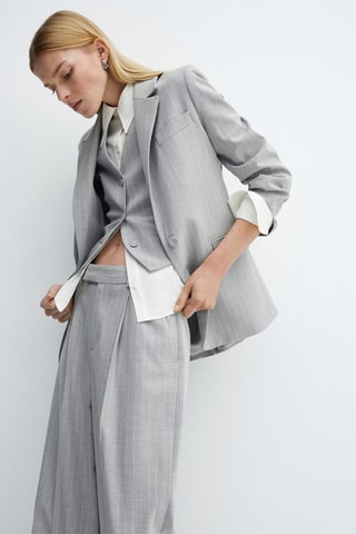 Gilet de costume à fines rayures - Gris chiné
