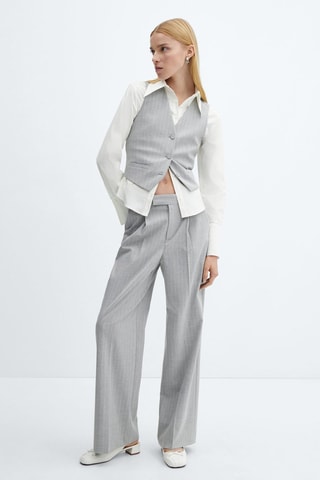 Gilet de costume à fines rayures - Gris chiné