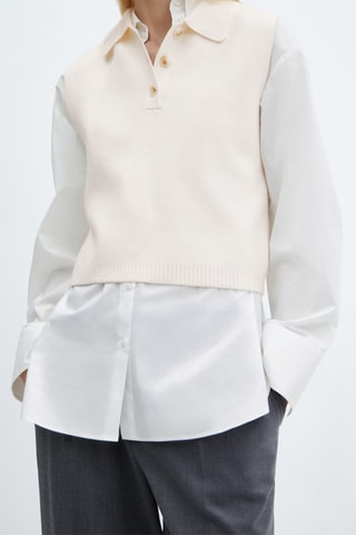 Gilet maille col boutonné - Brut