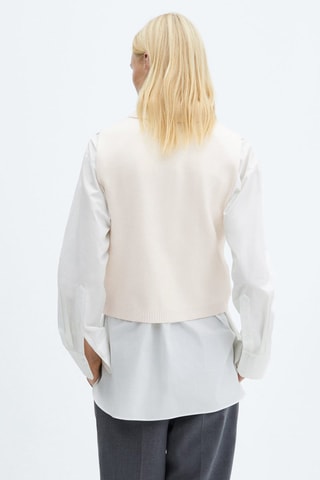 Gilet maille col boutonné - Brut