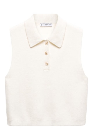 Gilet maille col boutonné - Brut