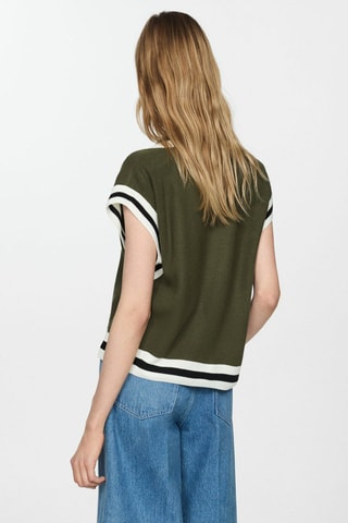 Gilet col V contrasté - Kaki