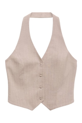 Gilet emmanchures américaines rayures tennis - Beige