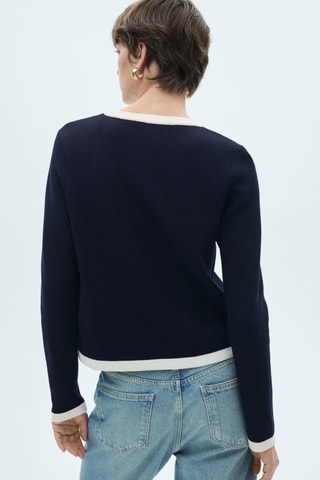 Cardigan bords contrastants - Bleu marine