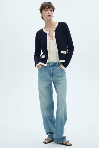 Cardigan bords contrastants - Bleu marine