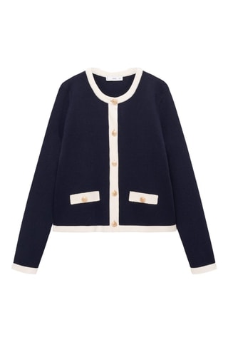 Cardigan bords contrastants - Bleu marine