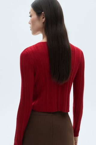 Cardigan maille noeuds - Rouge