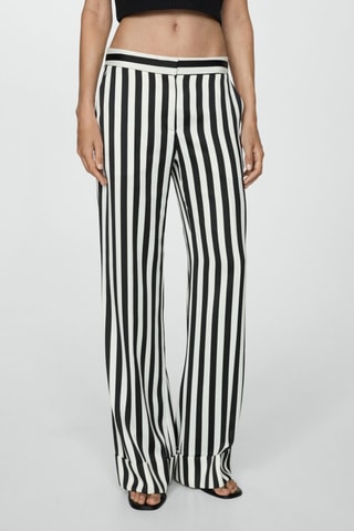 Pantalon droit à rayures - Blanc et noir