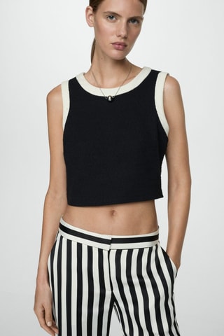 Pantalon droit à rayures - Blanc et noir