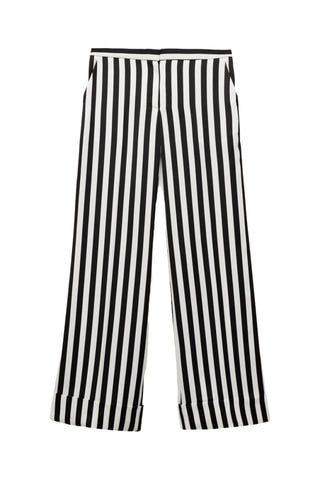 Pantalon droit à rayures - Blanc et noir