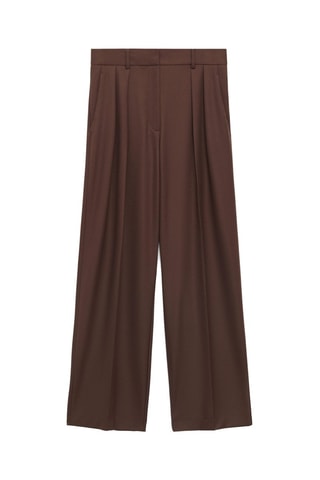 Pantalon pinces wideleg - Marron
