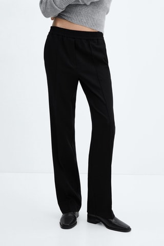 Pantalon droit taille élastique - Noir