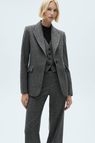 Pantalon costume chiné laine - Noir et blanc
