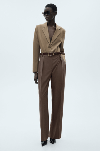 Pantalon droit pinces - Marron