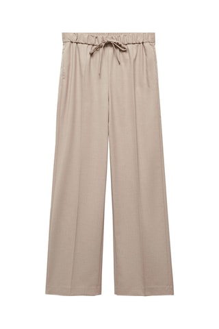 Pantalon wideleg taille élastique - Beige