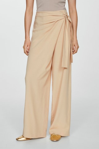 Pantalon Lyocell détail noeud - Beige