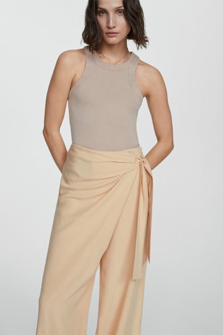 Pantalon Lyocell détail noeud - Beige