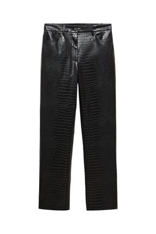 Pantalon droit effet imprimé animal - Noir