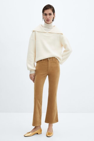 Pantalon flare crop velours câtelé - Marron moyen