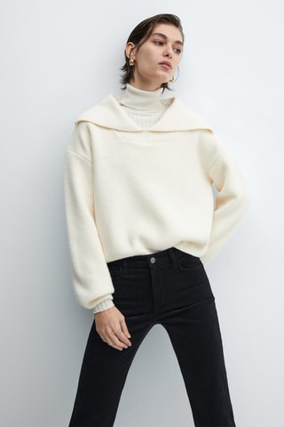 Pantalon flare crop velours câtelé - Noir