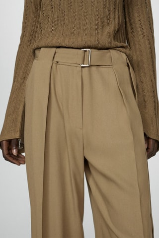 Pantalon droit avec ceinture - Kaki