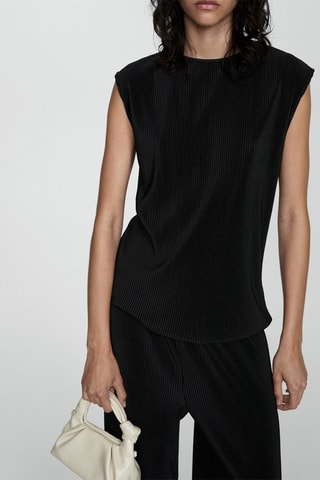Pantalon palazzo plissé - Noir