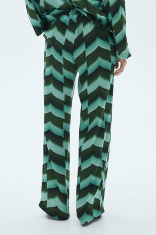 Pantalon droit imprimé - Vert et bleu