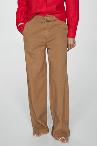 Pantalon wideleg - Marron