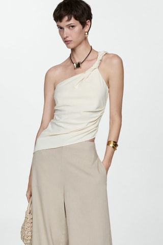 Pantalon wideleg lin - Beige