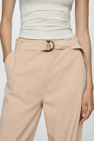 Pantalon fluide wideleg ceinture - Sable
