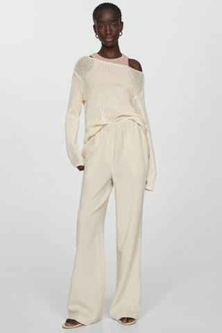 Pantalon wide leg coton - Ecru