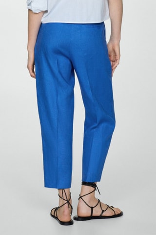 Pantalon 100% lin droit - Bleu