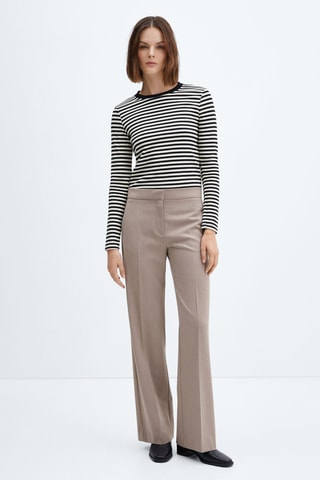 Pantalon wideleg taille normale - Taupe