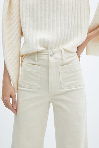Pantalon style jupe-culotte velours côtelé - Ecru