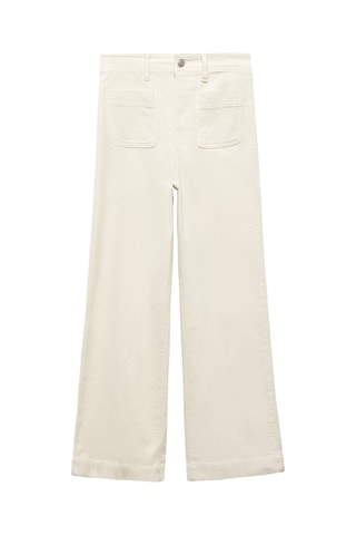 Pantalon style jupe-culotte velours côtelé - Ecru