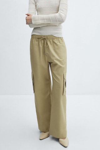 Pantalon cargo taille élastique - Beige