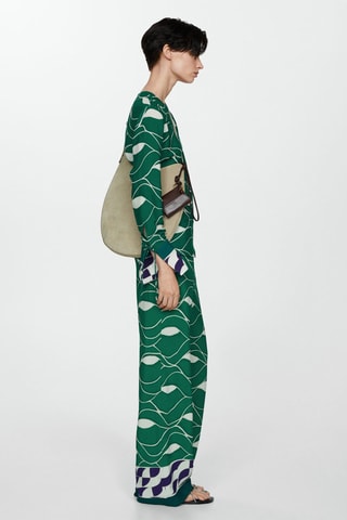 Pantalon droit imprimé - Vert