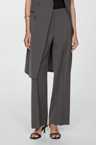 Pantalon droit pinces - Gris foncé chiné