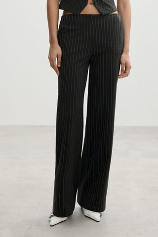 Pantalon droit maille point de Rome - Gris