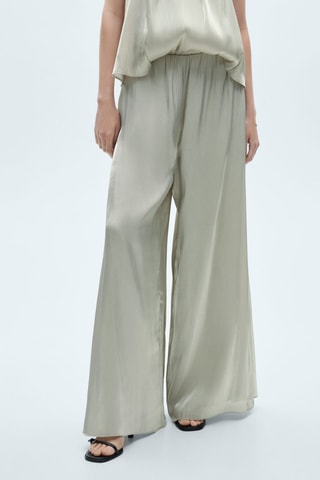 Pantalon fluide satiné - Vert-gris
