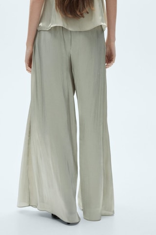 Pantalon fluide satiné - Vert-gris
