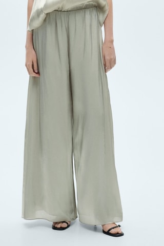 Pantalon fluide satiné - Vert-gris