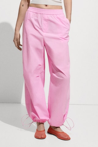 Pantalon coton parachute - Rose pastel