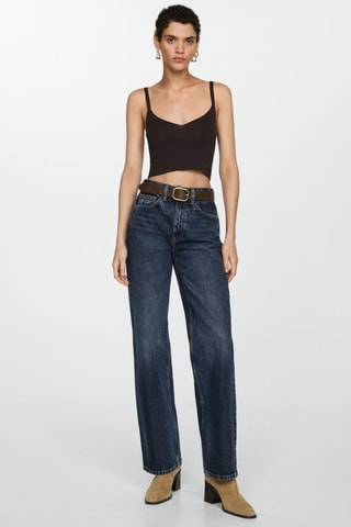 Jean droit taille haute - Bleu marine