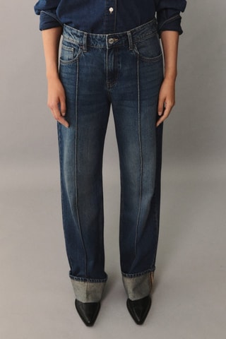 Jean droit taille haute - Bleu marine