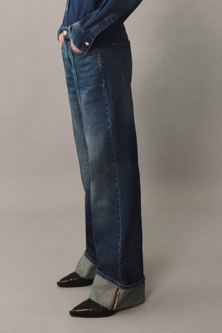 Jean droit taille haute - Bleu marine