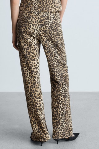 Jean droit taille haute léopard - Marron, beige et noir