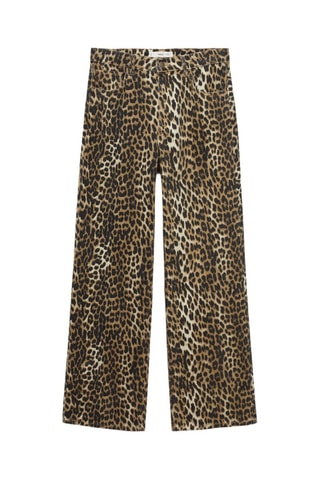 Jean droit taille haute léopard - Marron, beige et noir